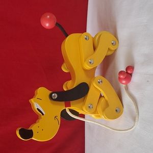 Disney Tokyo Resort, Very Rare Hard to find. Pluto Wooden Block, Pull Along Toy.
